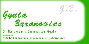 gyula baranovics business card